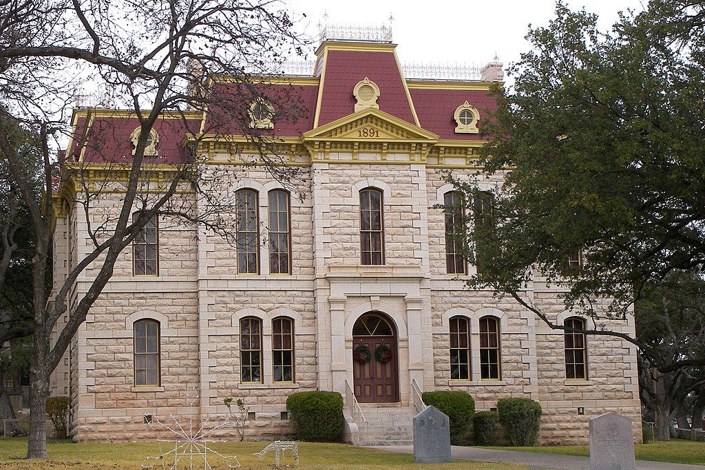 Exterior of Sutton County Courthouse along downtown Sonora