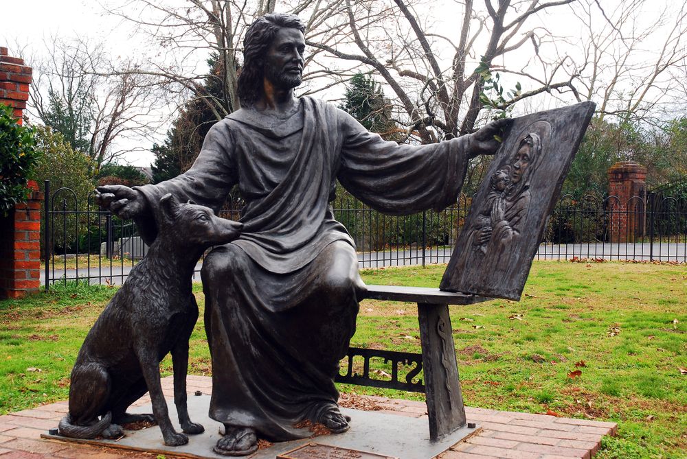 Statue of St. Luke in front of St. Luke's Church