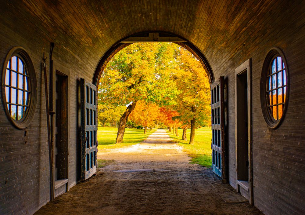 Arched barn door at Shelburne Farms