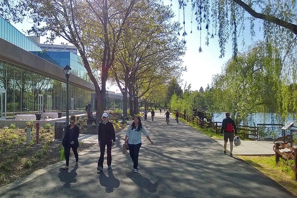 People walking along Centennial Trail