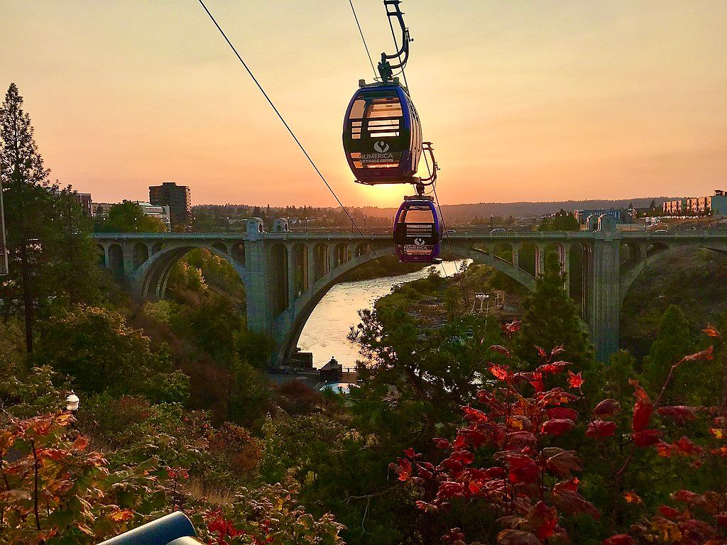 View of Numerica SkyRide gondolas