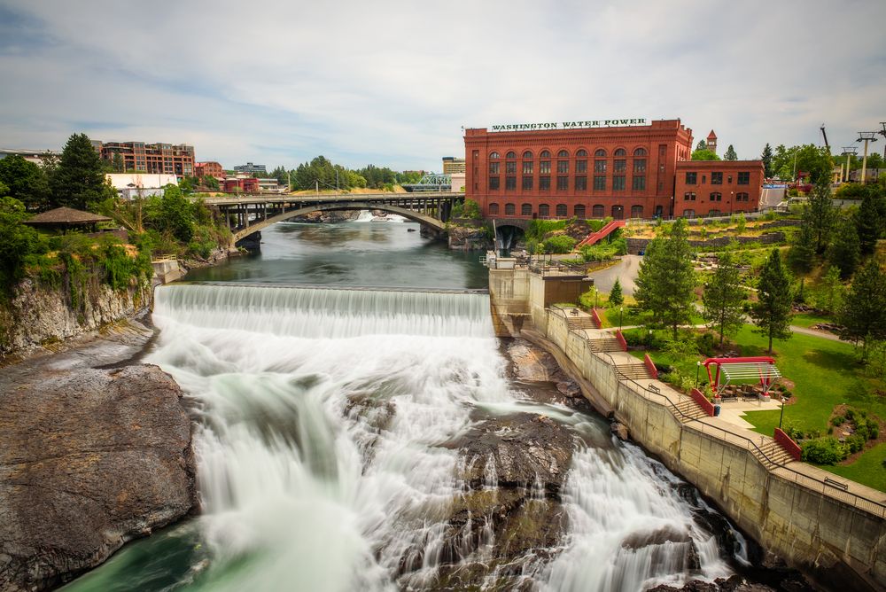 Aerial view of Spokane Falls