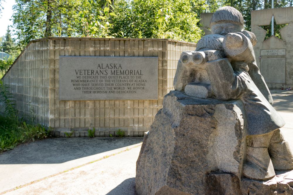 Sculpture at Alaskan War Veterans Memorial