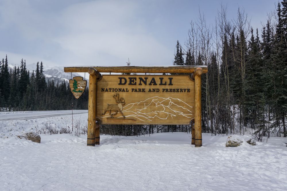 Welcome sign of Denali National Park & Preserve