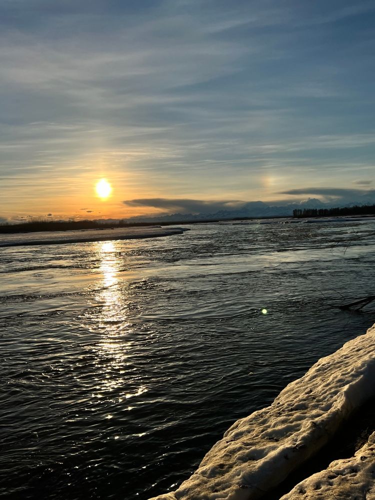 Sunset reflecting on Susitna River