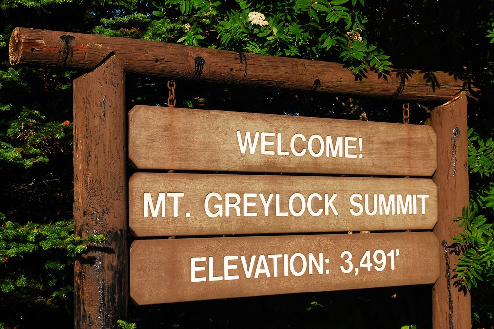 Signage of Mt. Greylock summit