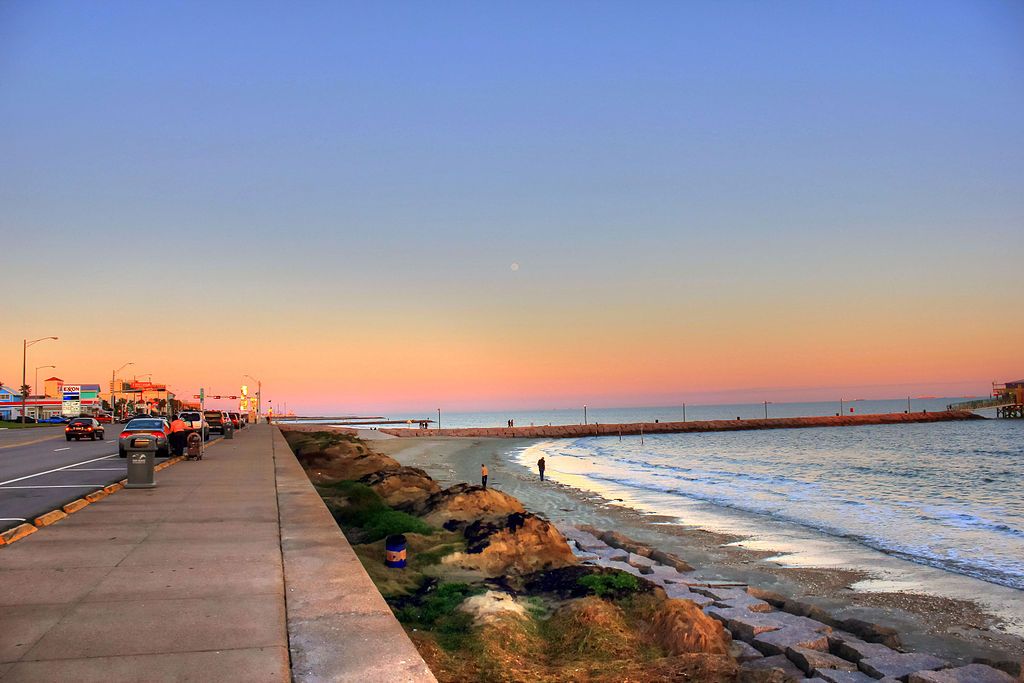 Sunset over the Galveston Seawall