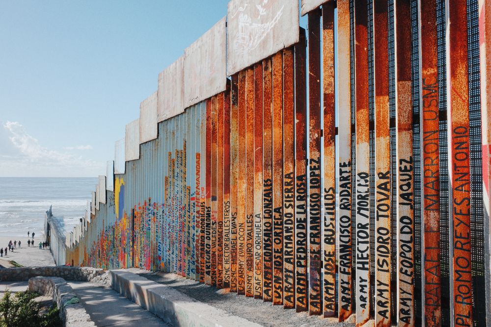 The border or Mexico from USA at Playas de Tijuana