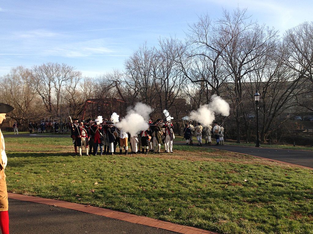 A battle reenactment at Mill Hill Park