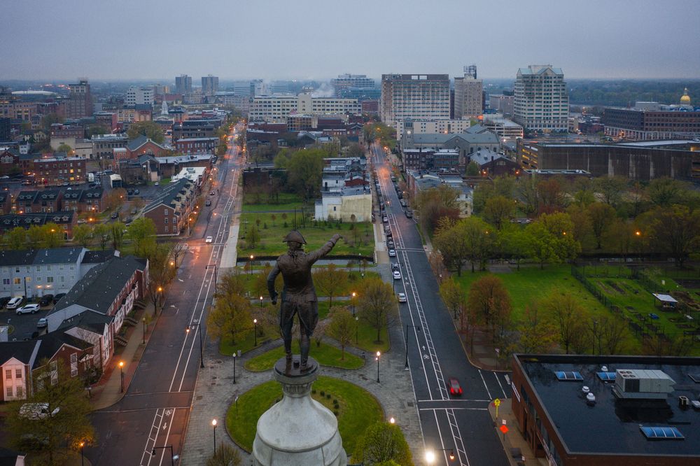 Aerial view of the Trenton Battle Monument