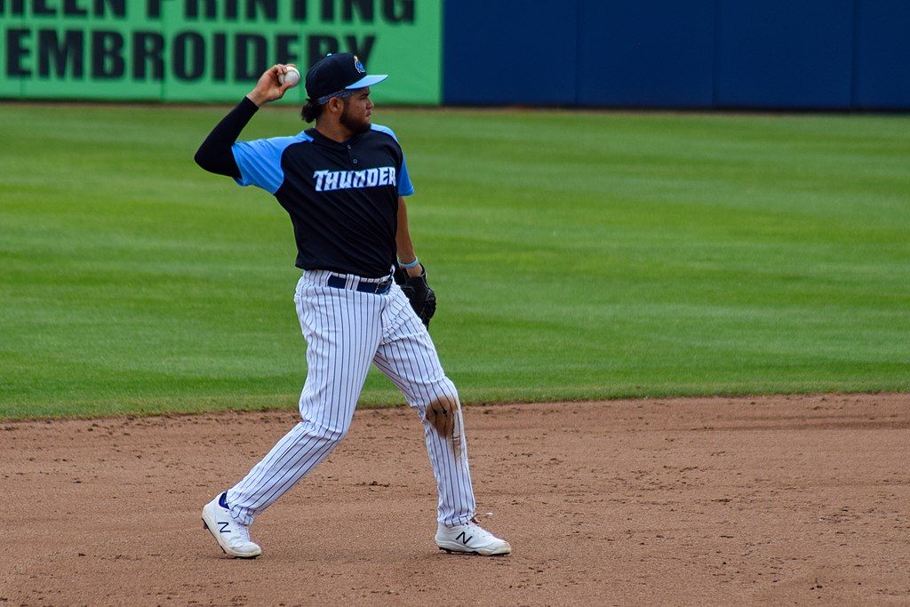 A Trenton Thunder player during a Baseball Game