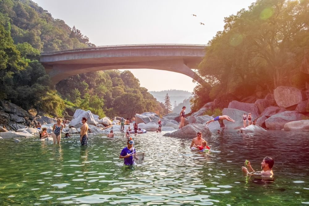 People swimming in the South Yuba River