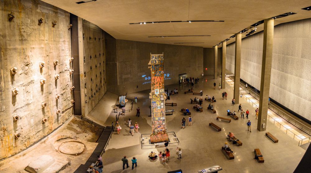 Beautiful interior inside the The National September 11 Memorial Museum.