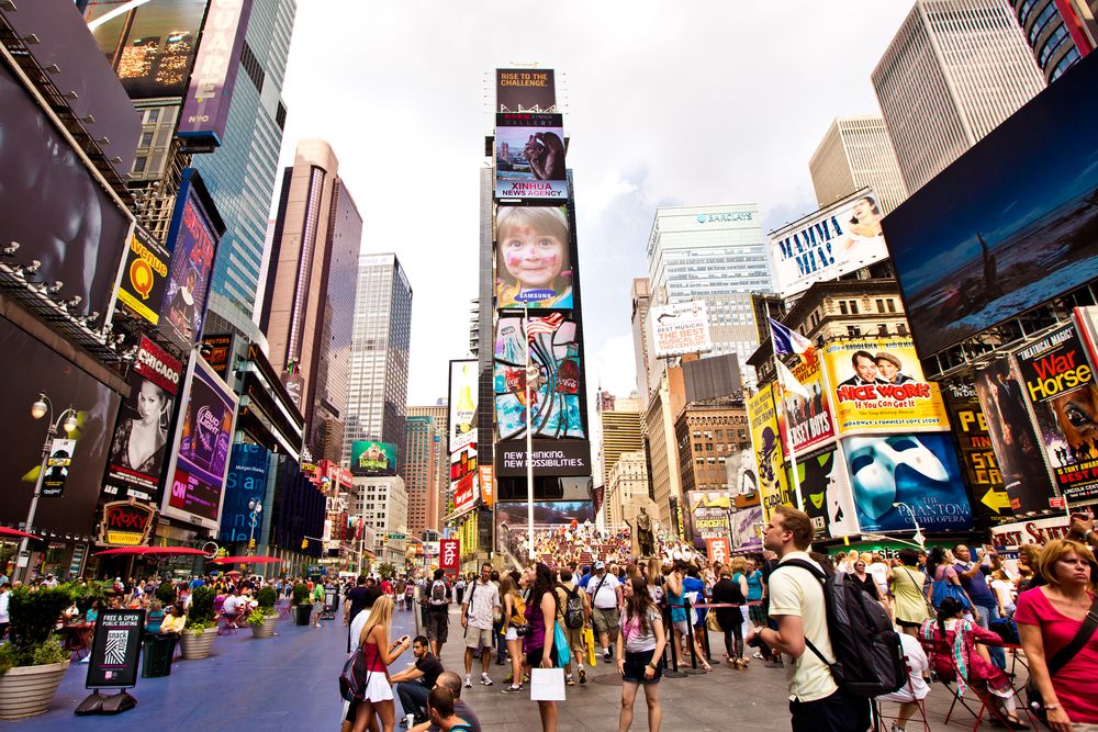 People exploring Broadway