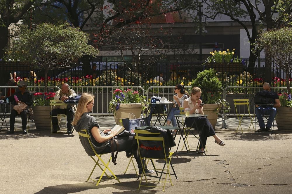 Tables and chairs at Bryant Park