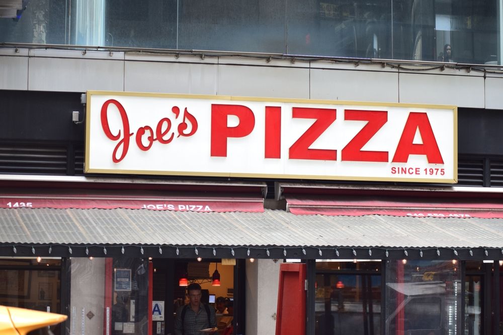 Signage of Joe’s Pizza