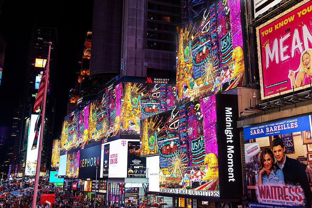 Bright billboard during Midnight Moment
