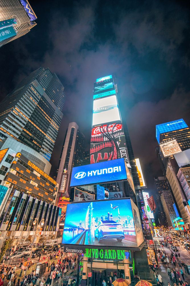 View of One Times Square at night