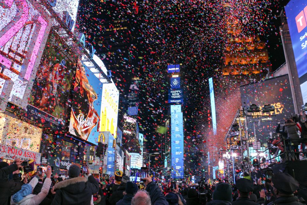 Ball drop celebration at One Times Square