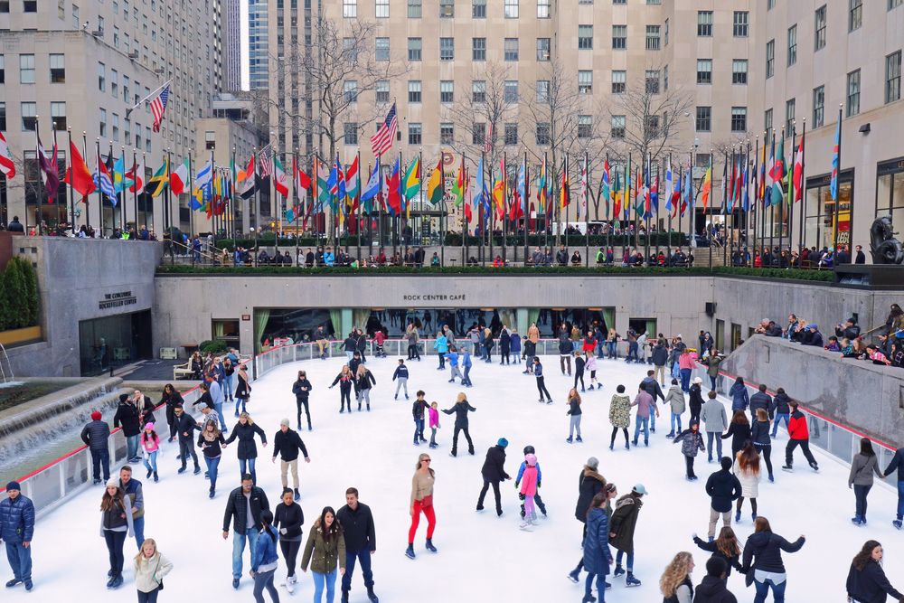 Skating on Rockefeller Center's ice rink