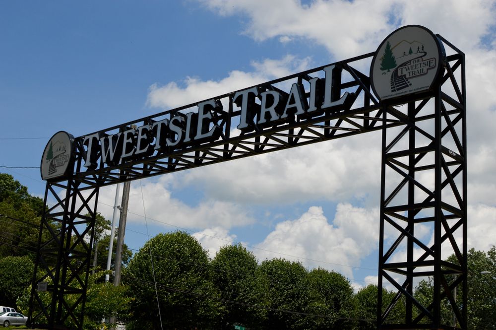 Welcome arch of Tweetsie Trail
