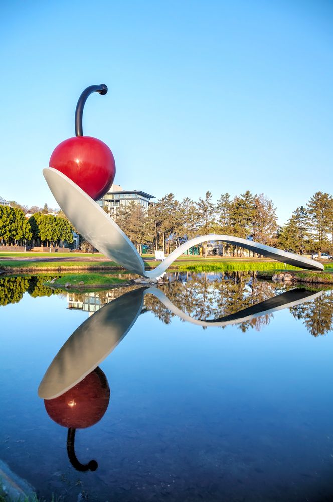 Spoonbridge and cherry sculpture at Minneapolis Sculpture Garden