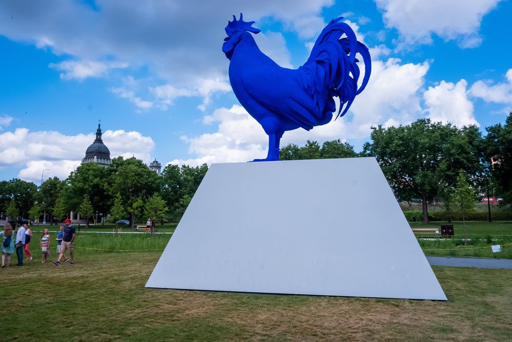 Rooster sculpture at Minneapolis Sculpture Garden