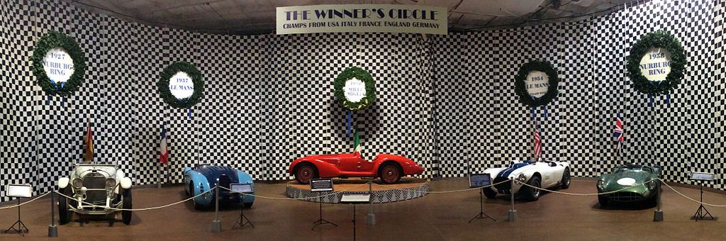 Winners circle exhibit in Simeone Foundation Automotive Museum