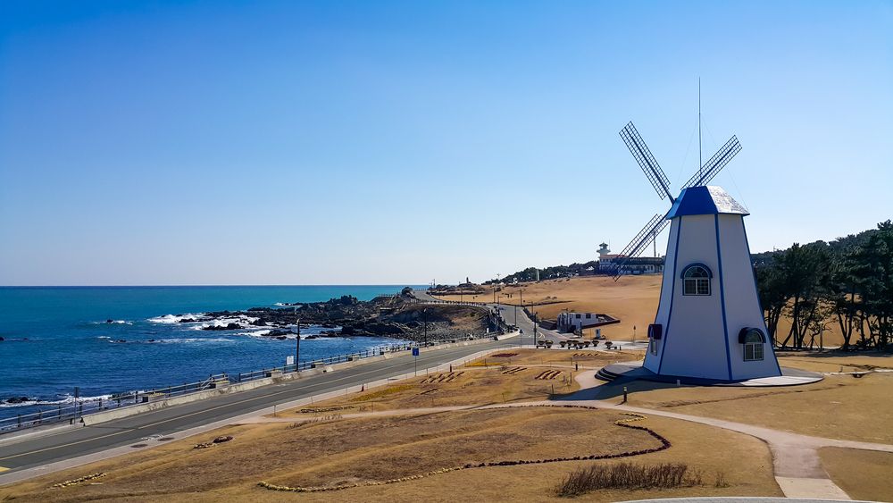 Beautiful view of a windmill at Ganjeolgot