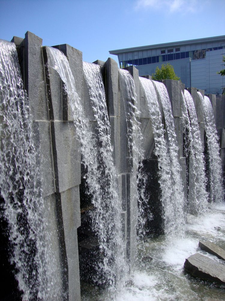 A waterfall at Yerba Buena Gardens