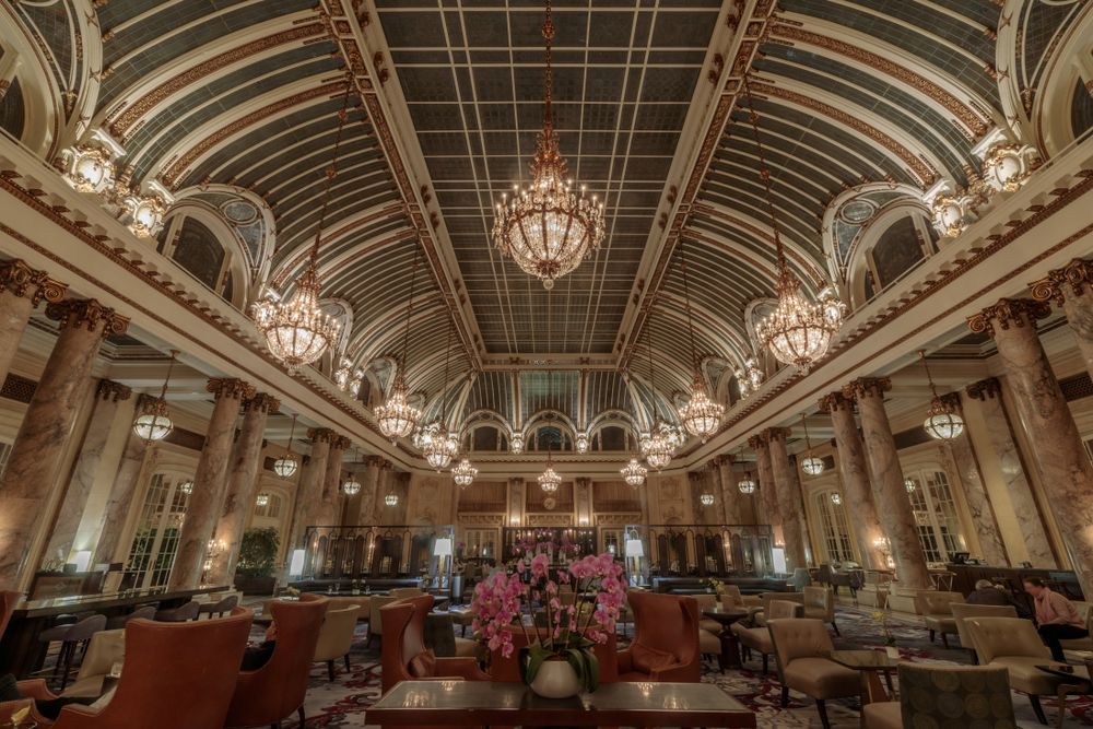 The grand interior of Garden Court Restaurant