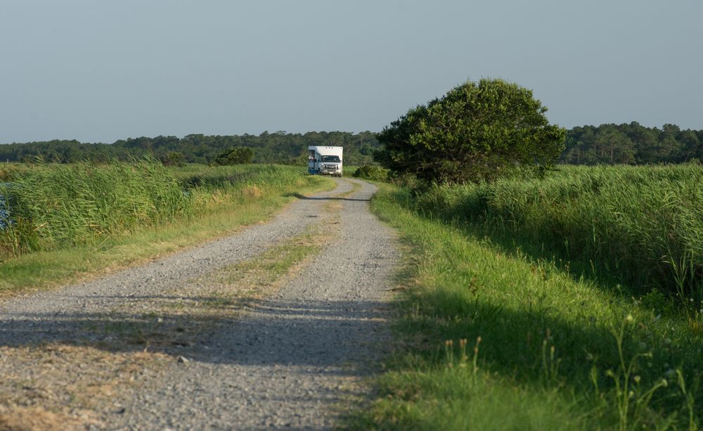 A tram along Back Bay National Wildlife Refuge