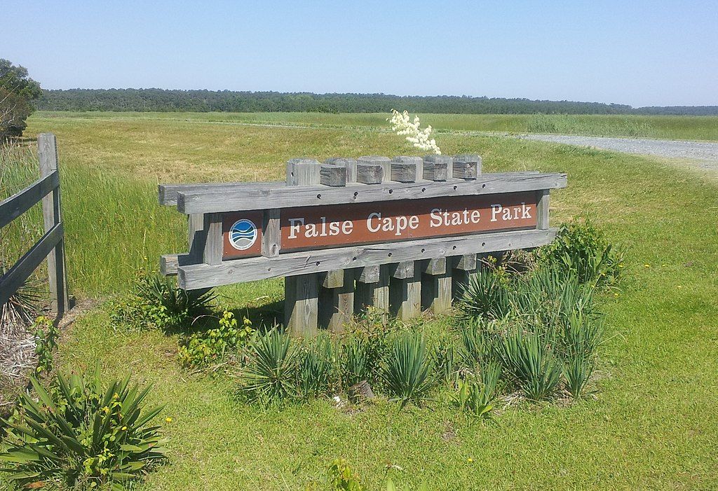 Welcome sign of False Cape State Park