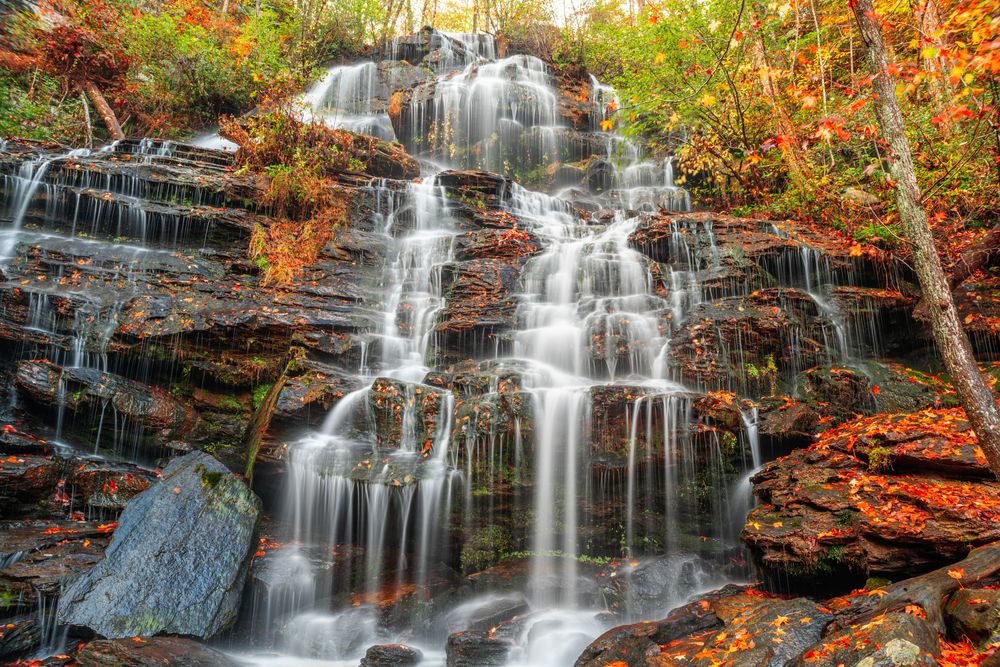 The rushing waters of Issaqueena Falls