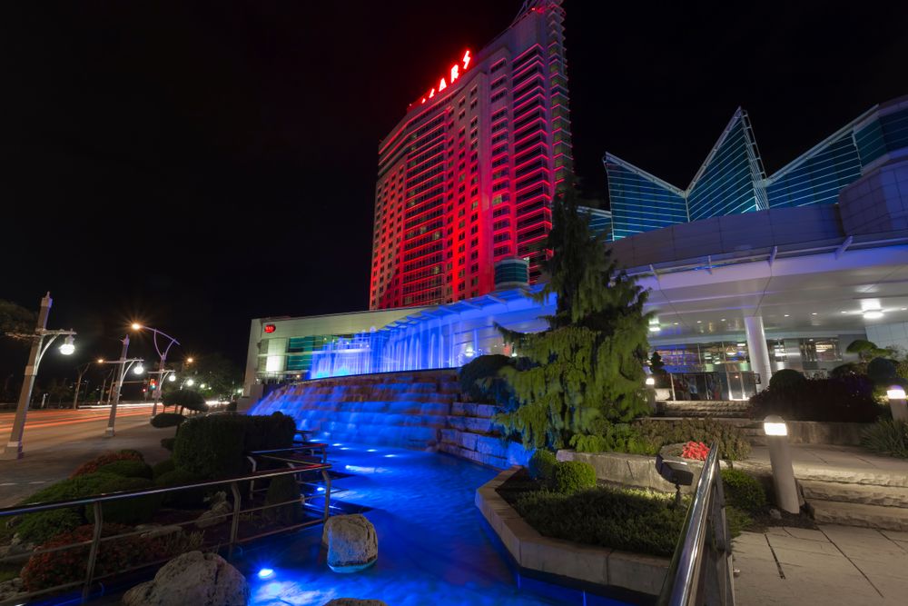 Night view of Caesars Windsor