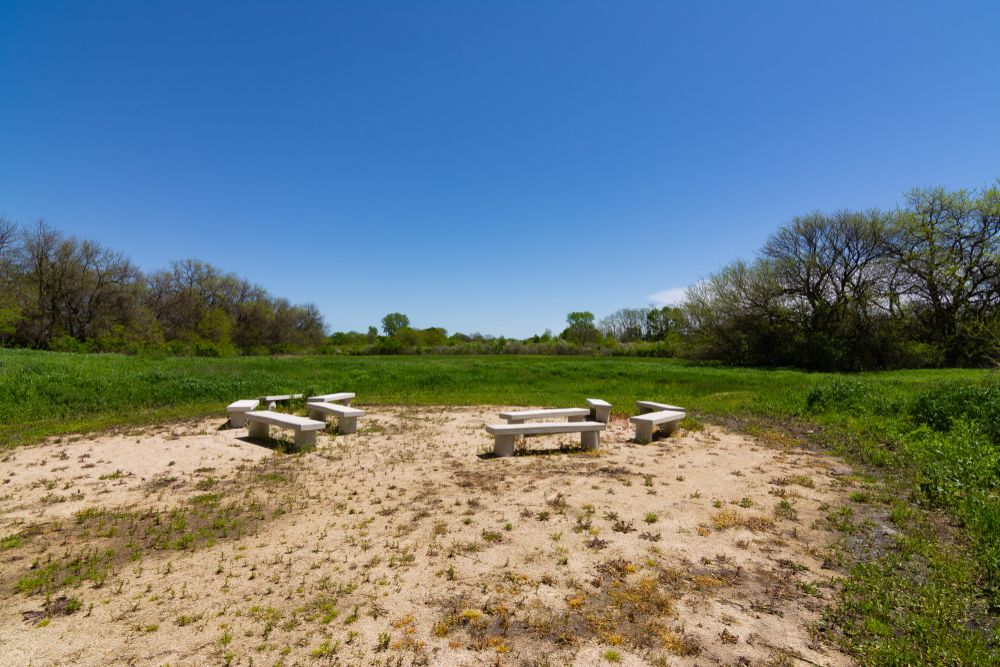 Stone benches at Midewin National Tallgrass Prairie