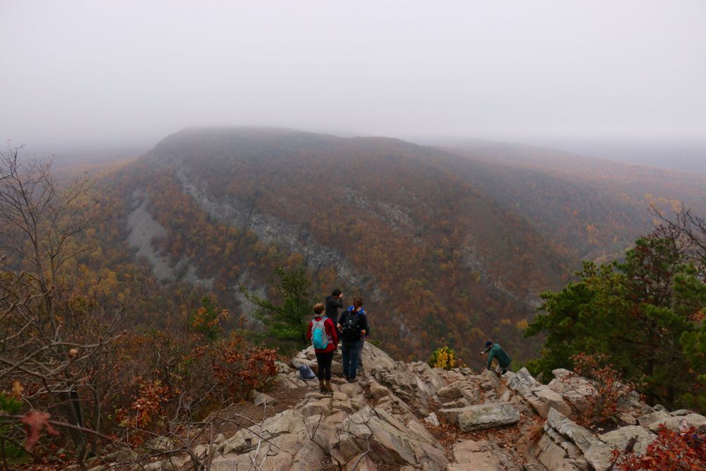 Hikers at Mount Tammany's summit