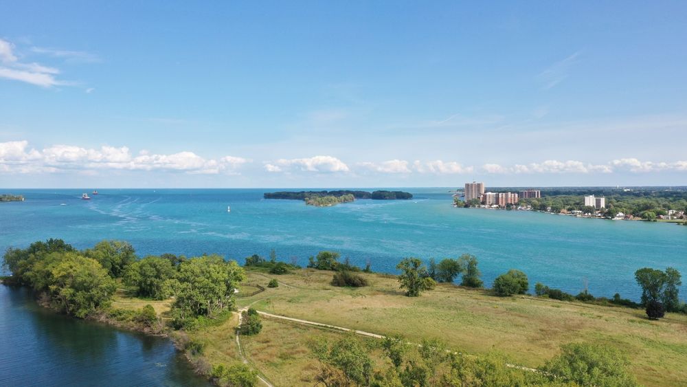 Aerial view of Peche Island