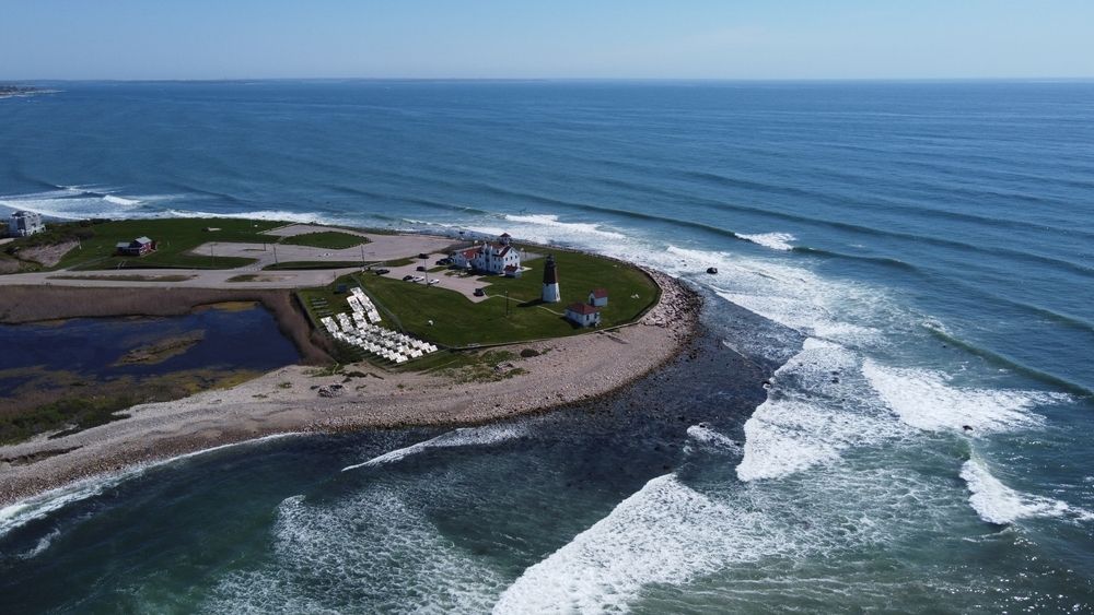 Aerial view of Point Judith Lighthouse