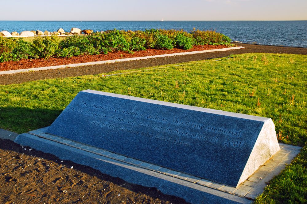 A stone dedication at sherwood island.