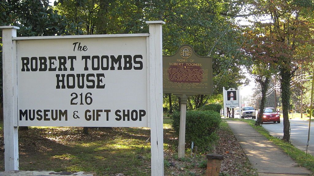 Signage and history marker of Robert Toombs House