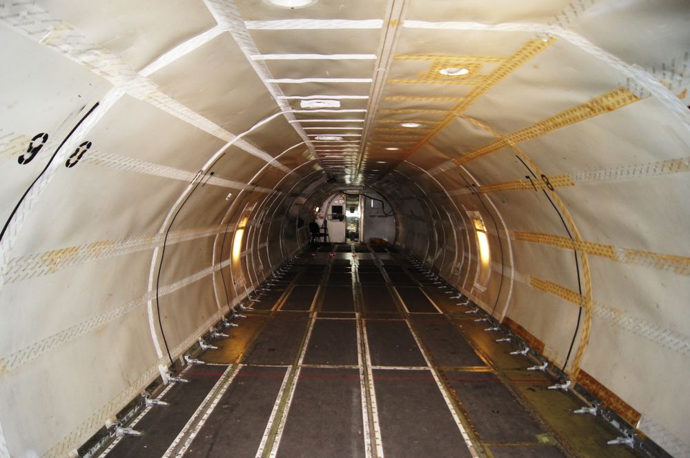 Interior of a cargo plane at Kansas Aviation Museum