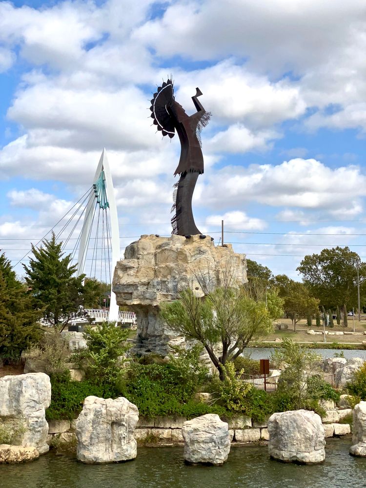 Daytime view of the Keeper of the Plains Plaza/Ring of Fire