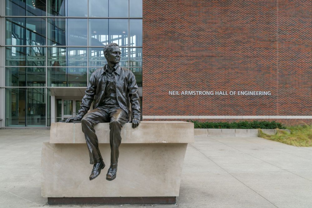 Statue on the grounds of Neil Armstrong Hall