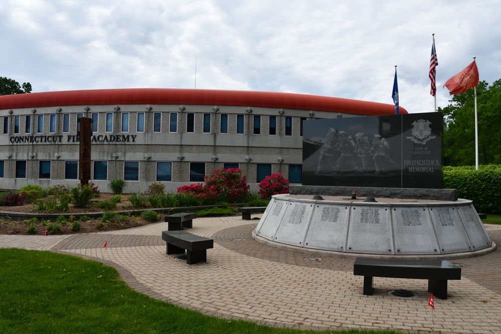 The Connecticut Firefighters Memorial in front of the academy