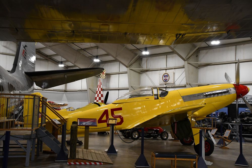 Bright-colored aircraft in New England Air Museum