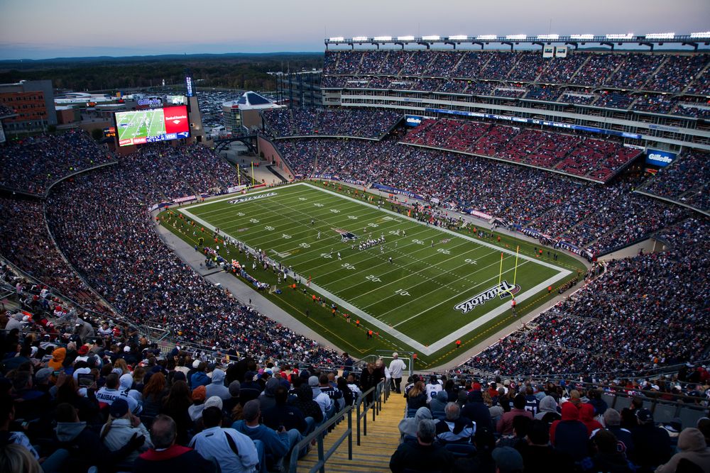 Aerial view of Gillette Stadium's field