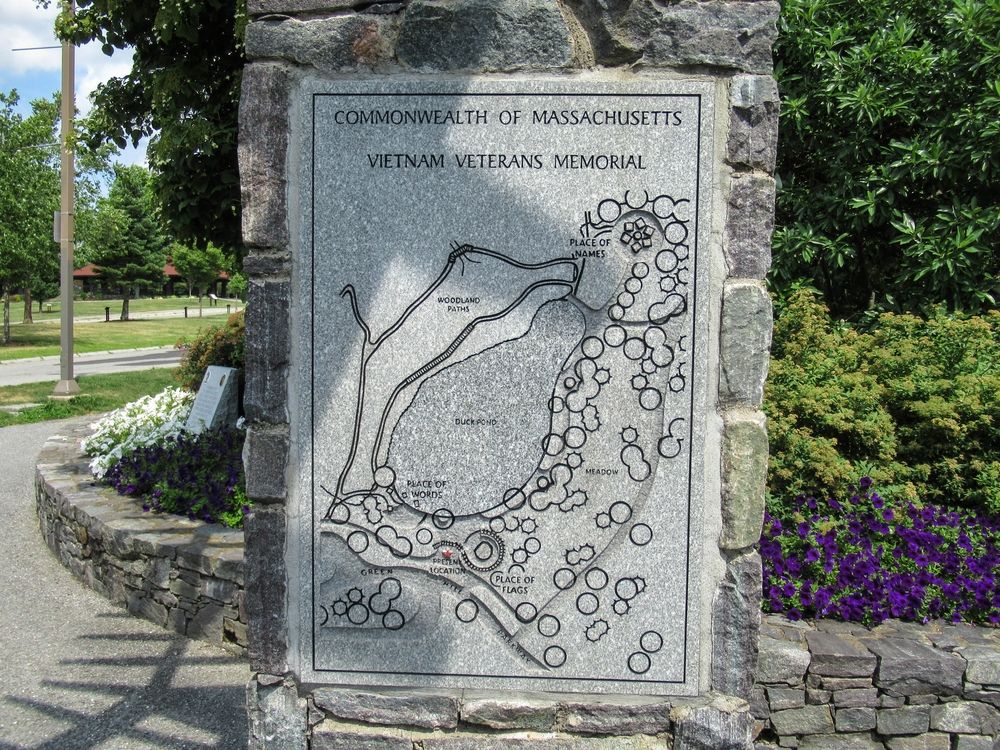 Map sign of Massachusetts Vietnam Veterans Memorial