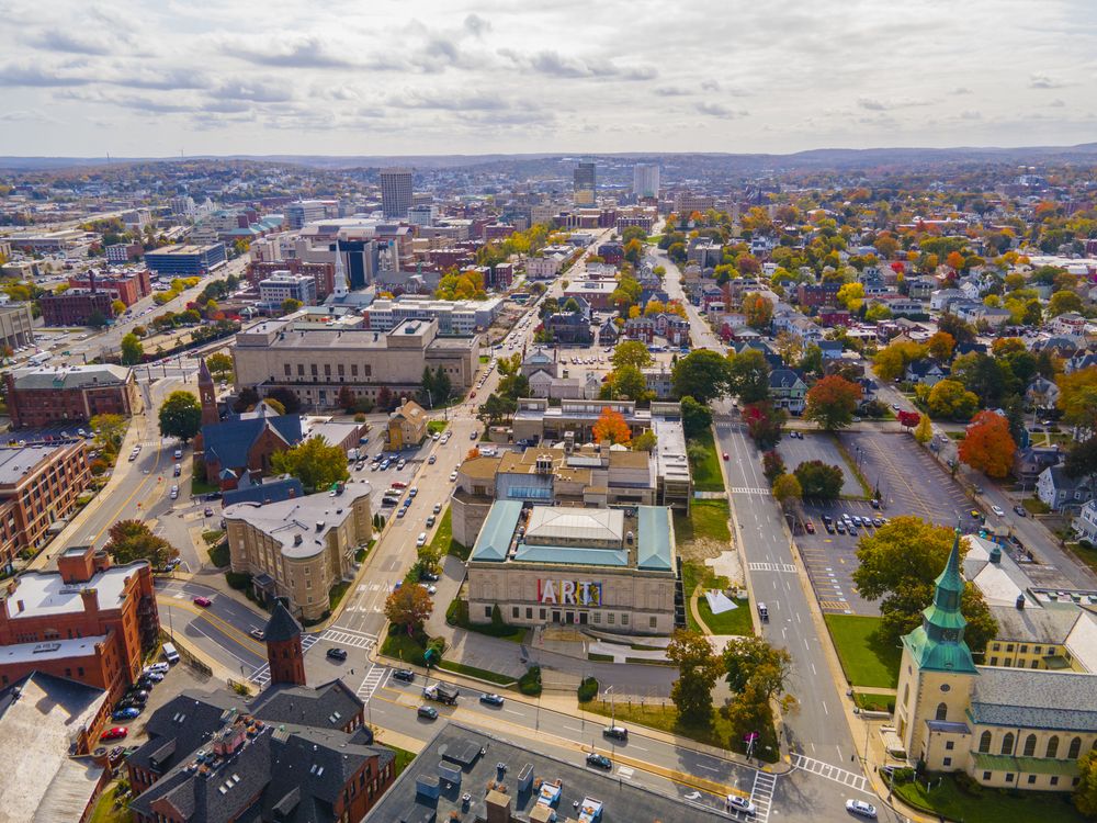 Aerial view of Worcester Art Museum