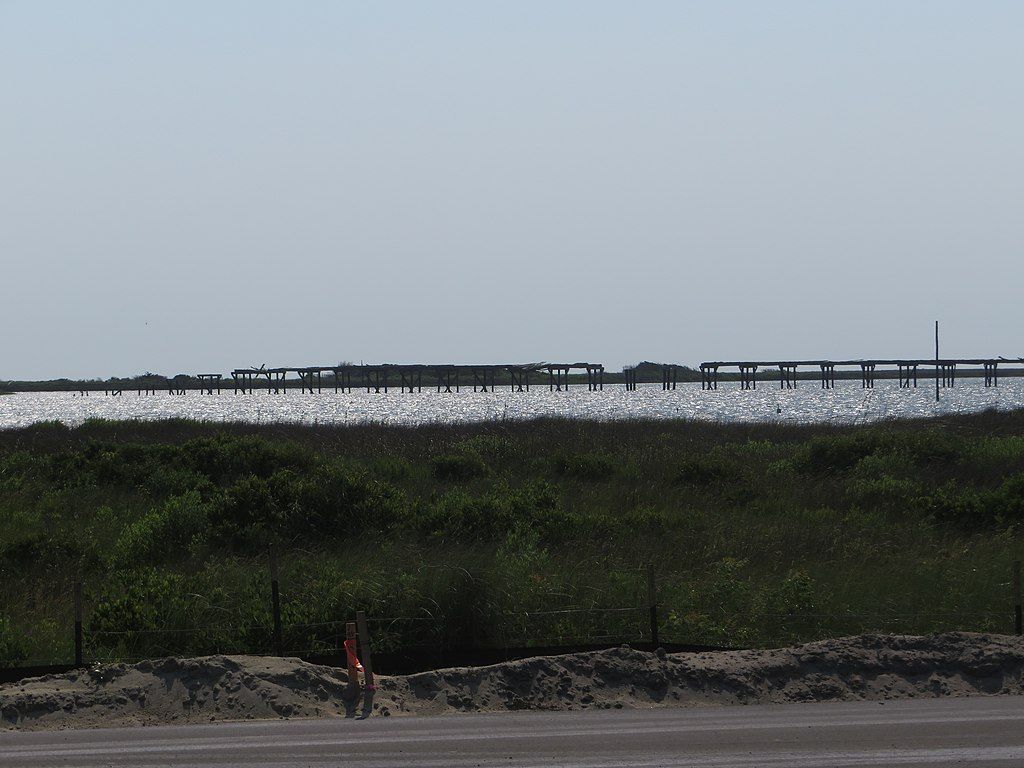 View of a pier at Pea Island National Wildlife Refuge